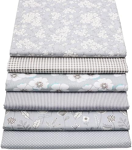 Gray Cotton Fat Quarter Bundle Quilting for Sewing,18" x 22"