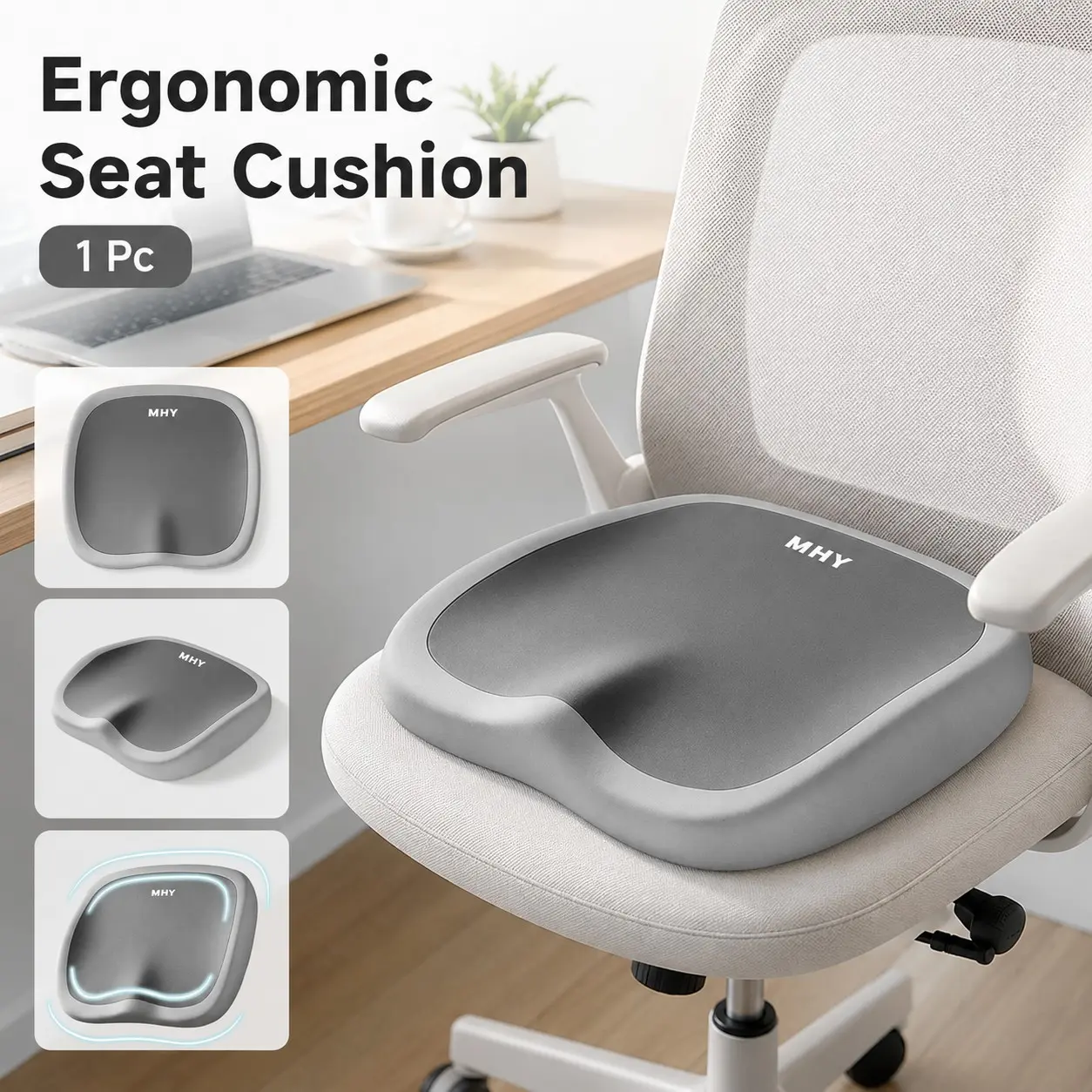 Ergonomic Seat Cushion for Tailbone Relief, Student Office Car Use, Comfortable Back Support, Universal Design, 1 Piece