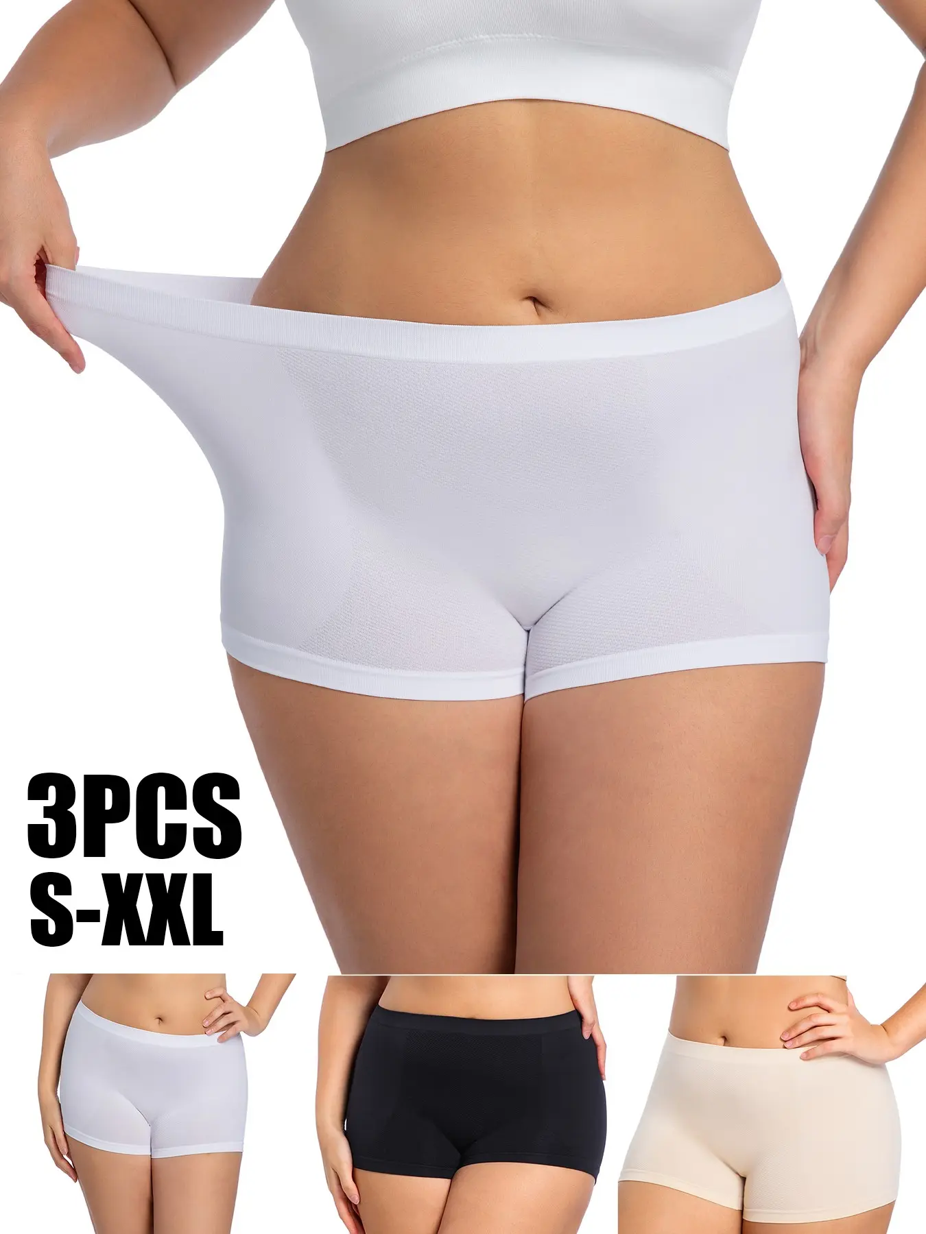 3-Pack Esselegance Seamless Underwear Set, Invisible No-Show Panties, Comfortable Base Layer Pants, Safe Wear Bottoms for Daily Use
