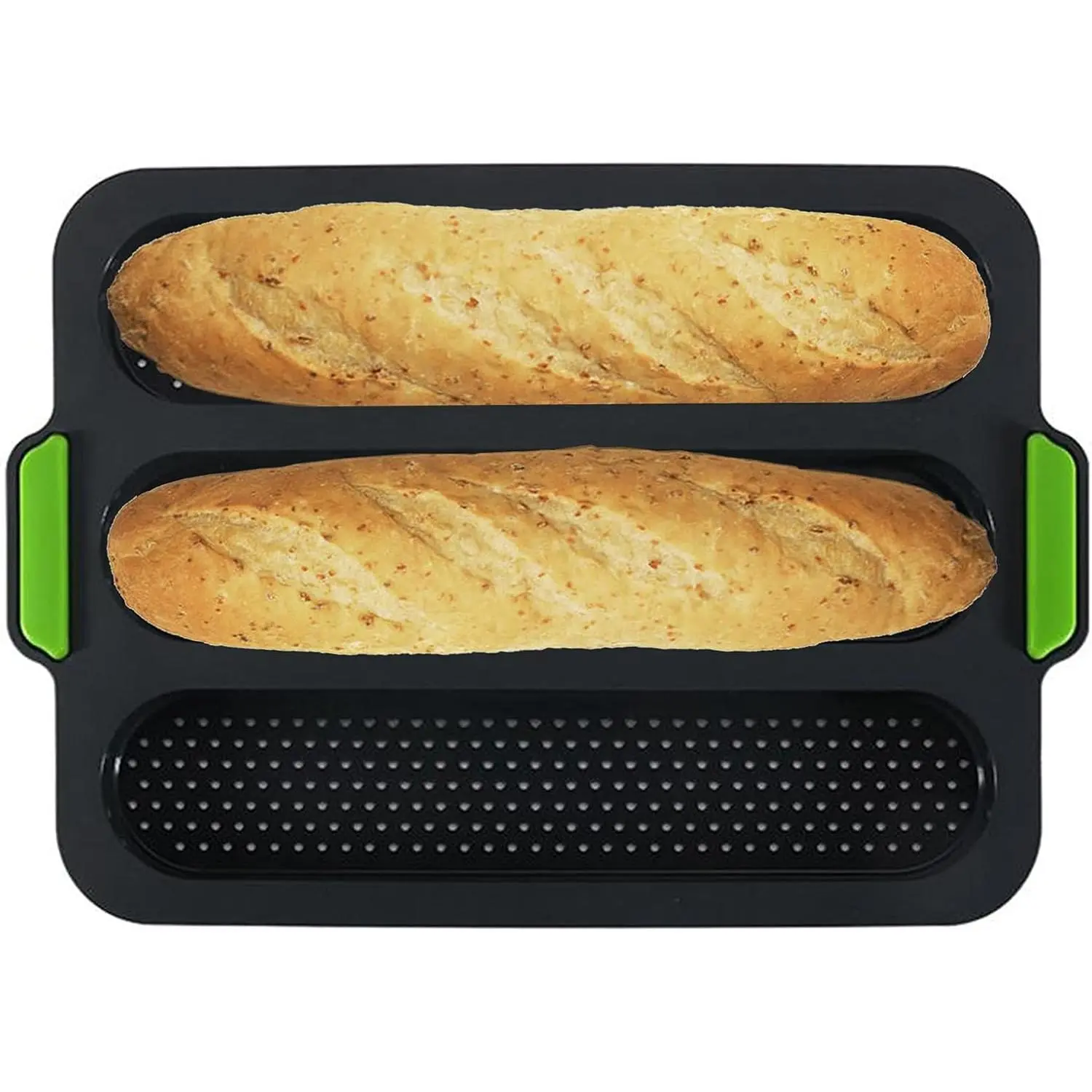 Baguette Pan Non-stick 3 Wave Loaves  Bread Baking Mould(Grey B)