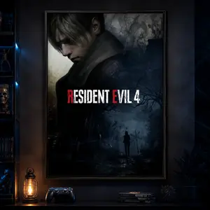 Resident Evil 4 Game Poster, Leon Kennedy Albert Wesker Ada Wong Poster, Resident Evil Video Game Posters Decor Photo, Canvas Wall Art Print, Dark Horror Gaming Room Decor for Bedroom Dorm Office Man Cave, Gift for Video Game Fans
