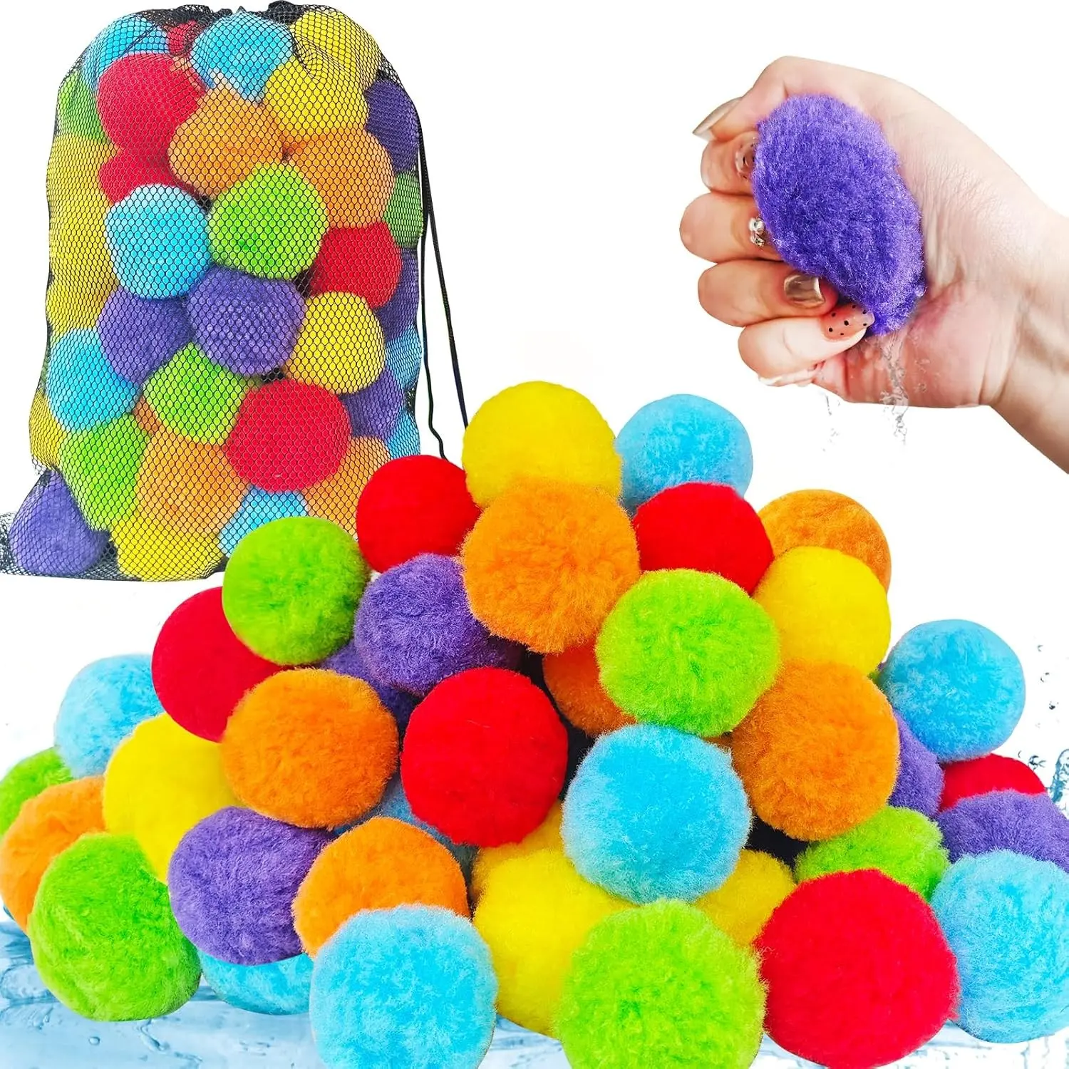 60 Pcs Reusable Water Balloons,Soft Splash Balls for Outdoor Water Games,Beach Pool Party Supplies,Reusable Water Toys for Summer Fun and Family Activities