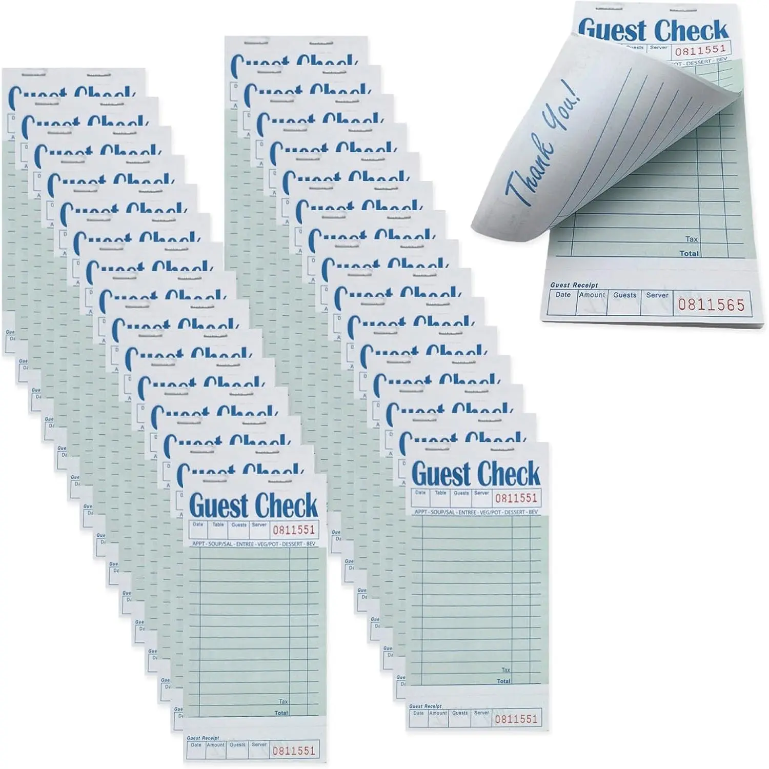 30 Pack Guest Checks for Servers, 1500 Orders Server Note Pads, Server Guest Check Pads, Server Pads for Waitress Notepad, Server Paper Pad, Server Notepads, Server Book Paper 50 Sheets/Pack