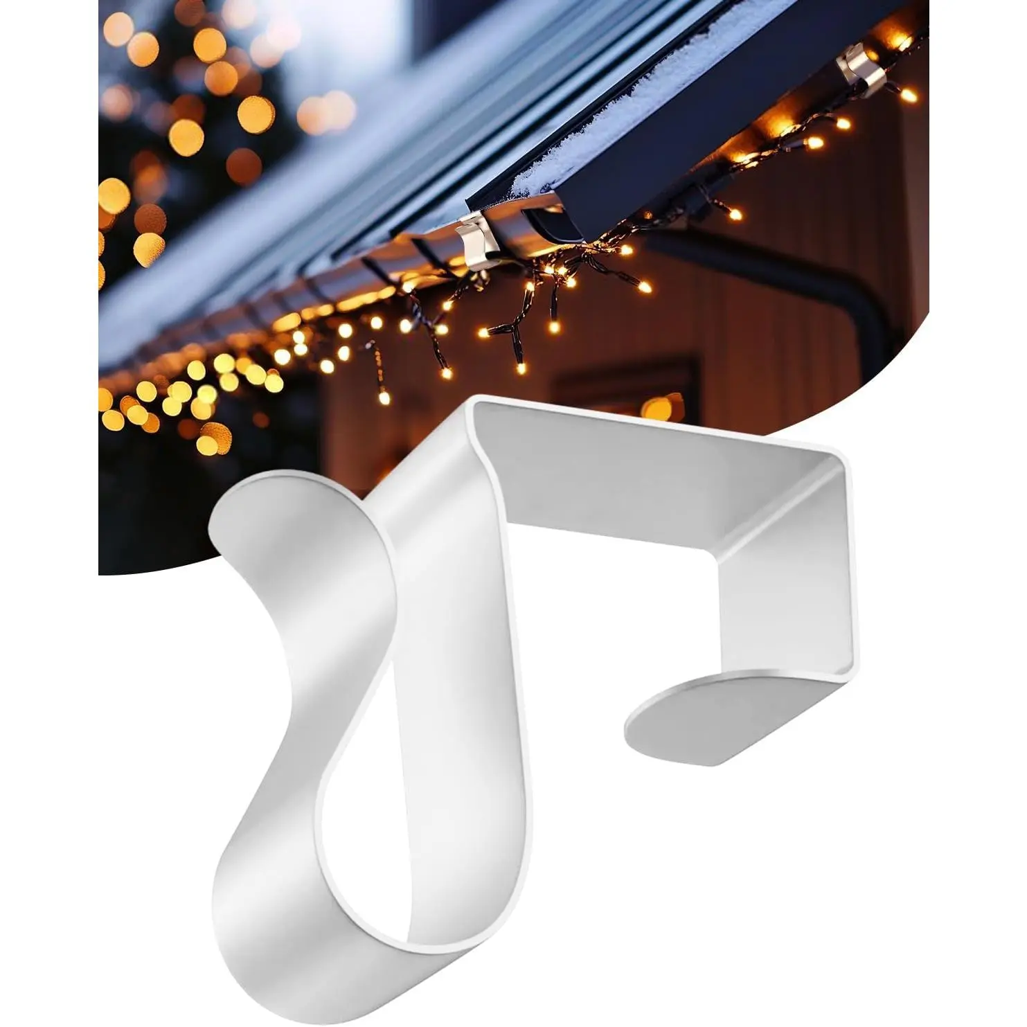 Gutter Clips for Hanging Outdoor Lights: 50Pcs Metal White Weatherproof Christmas Light Clips for Outside String Lights Xmas Halloween Seasonal Rope Mini Decoration Lightsfidget toys