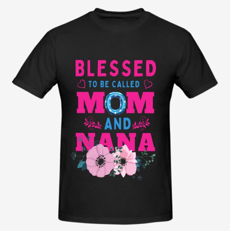 Blessed To Be Called Mom And Nana Floral Heart T-Shirt🌸 100% Cotton Mother's Day Gift for Grandma.Cute Floral Graphic Tee for Women, Soft Breathable Casual Top.Meaningful Nana Birthday Gift.New Nana Reveal