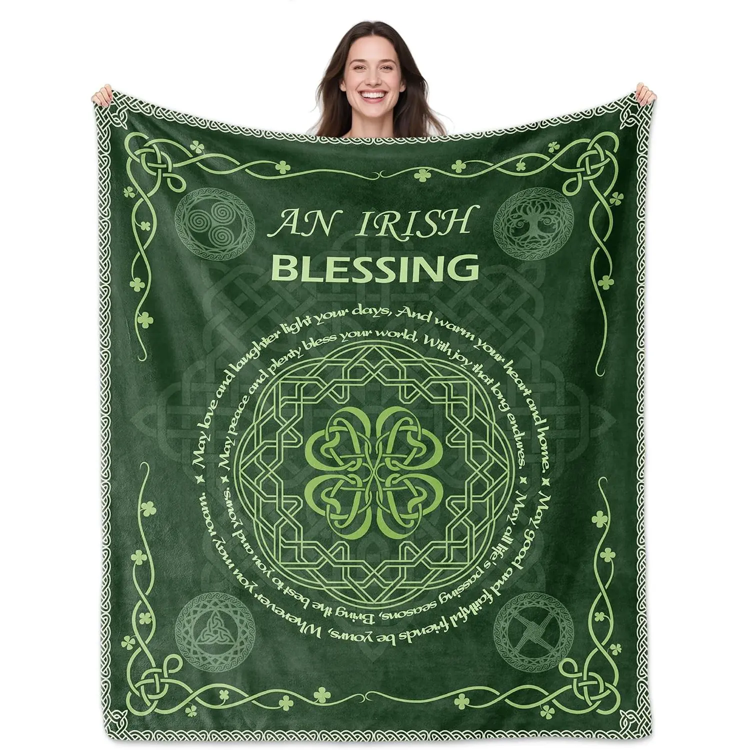Irish Blessing Gifts, Celtic Irish Gift Blanket 50"x60", Mother's Day Blanket Gifts for Mom Grandma, Birthday, Wedding, New Home Housewarming, Christmas or Sympathy Gift for Women Men