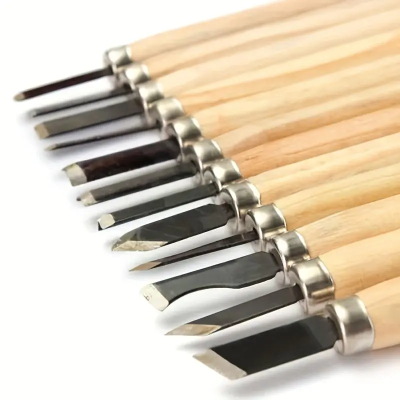 Professional 12pcs Wood Carving Chisel Hand Tool Set - Perfect For Basic & Fine Carving & Woodworking