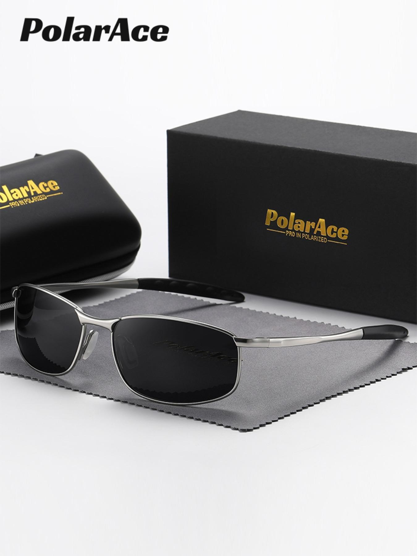 1 Piece PolarAce Unisex Business Style Reviving Classic Charm Rectangular Full Frame Polarized Sunglasses UV400