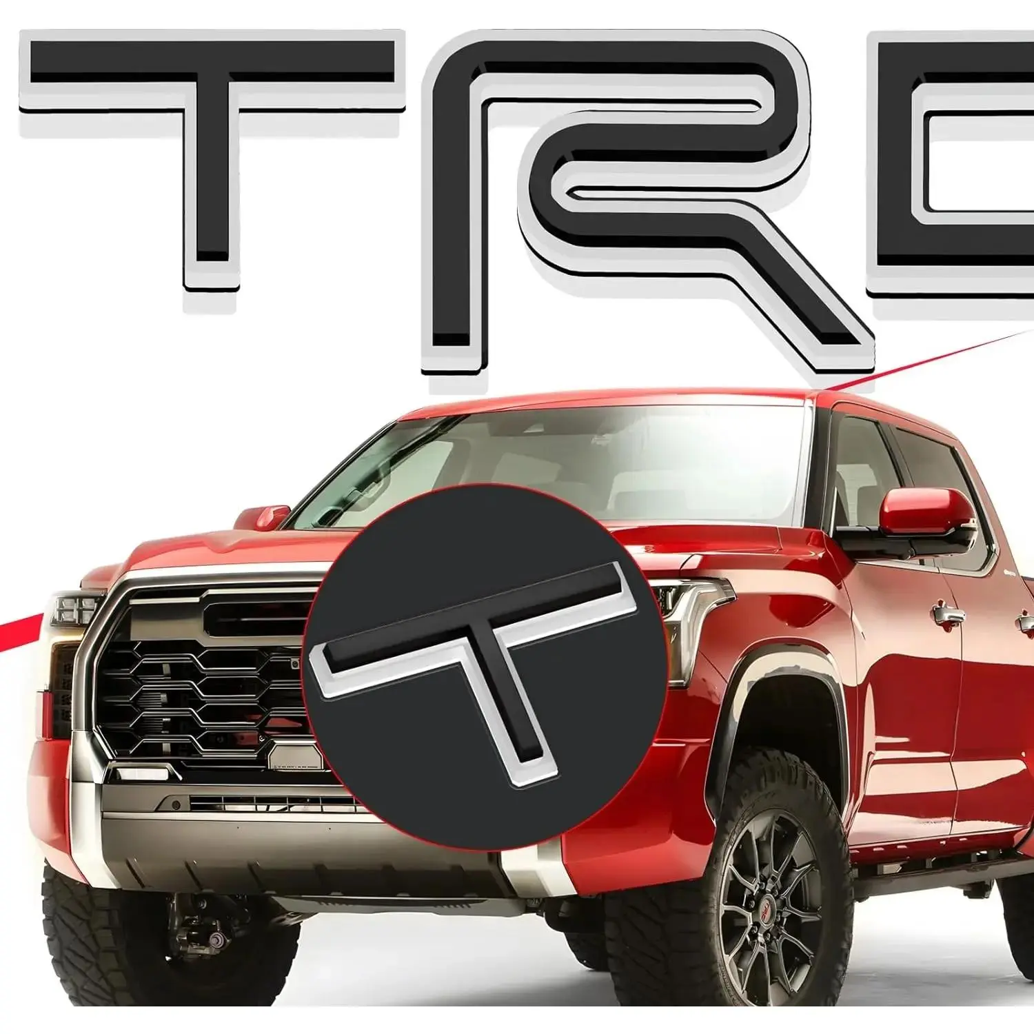 Generic Front Grille TRD Letters Compatible for Tundra 2022 2023 2024 2025 Front trd emblem ABS Plastic Selfadhesive Inserts Not Decals