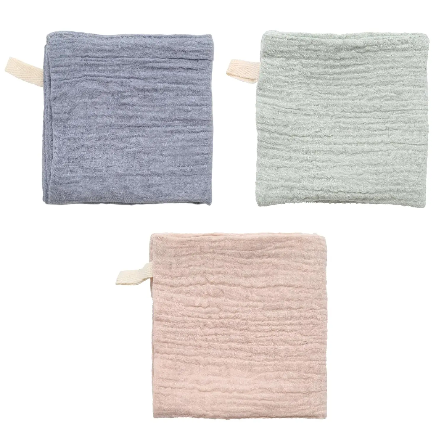 3-Pack Soft Cotton Muslin Makeup Washcloths, Reusable Makeup Remover Towels, Absorbent Beauty Tools for Daily Skin Care Cleansing, Cosmetic, Face Cotton Pads, Removes Makeup