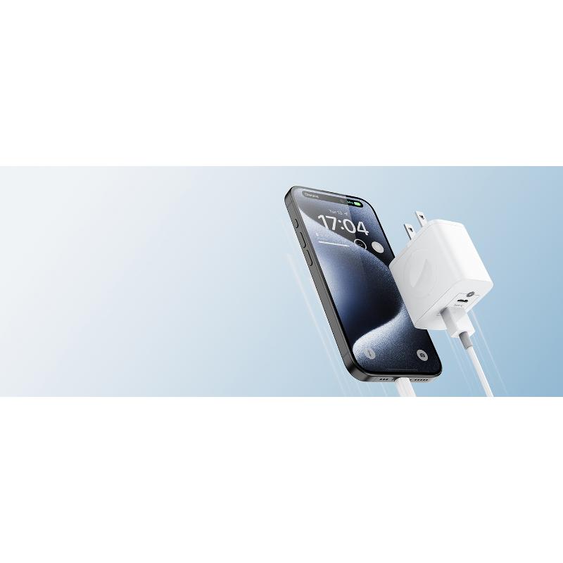 Watch Charger, Magnetic Wireless Charging Block with PD 23W USB-C Fast Charger, 3-in-1 Dual Port for Watch Series Ultra/SE/9/8/7/6, Phone 16/15/Pro Max,iPad Pro/Air, White