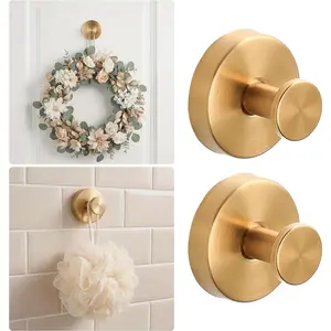 Suction Cup Wreath Hangers for Front Door Glass, Heavy Duty Vacuum Holder with Extended Hook, Washable Reusable Towel Hooks for Bathroom Shower, Gold 2 Pack Stainless Steelfidget toys