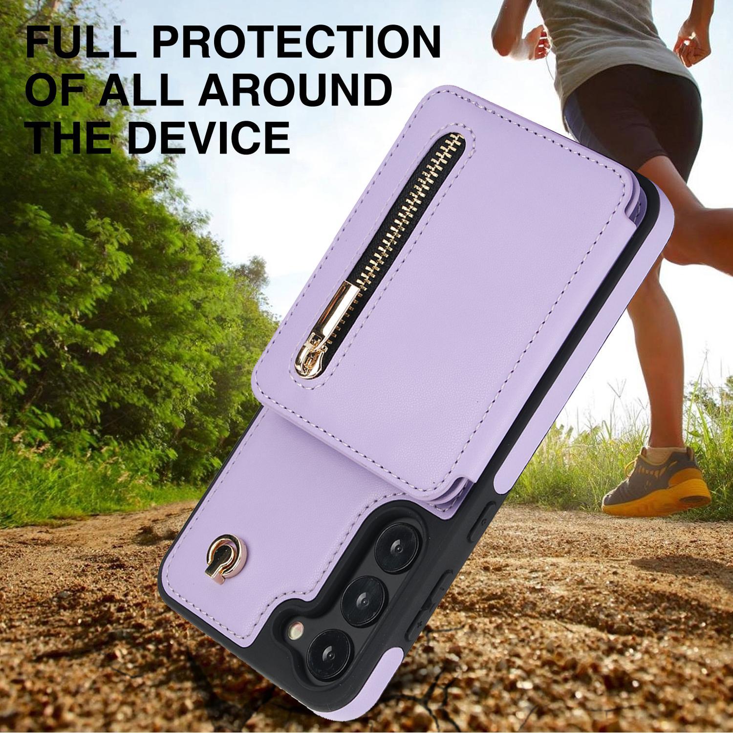 OREKROY Leather Wallet Case for Samsung Galaxy S25 Ultra S24 S23 S22 Plus RFID Blocking- Card Wallet Flip Stand Cover with Crossbody Lanyard & Wristband Strap