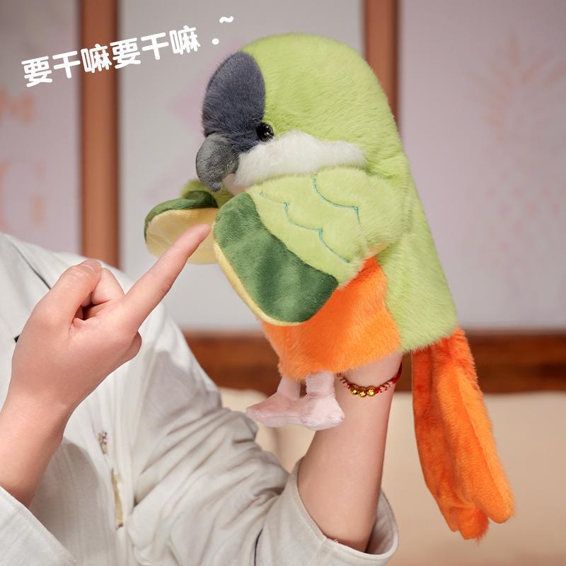 Bird Soft Stuffed Toys Doll Parrot Cosplay Plush Doll Educational Baby Toy Kawaii Cockatiel/Budgerigar/Monk Parakeet Hand Puppet