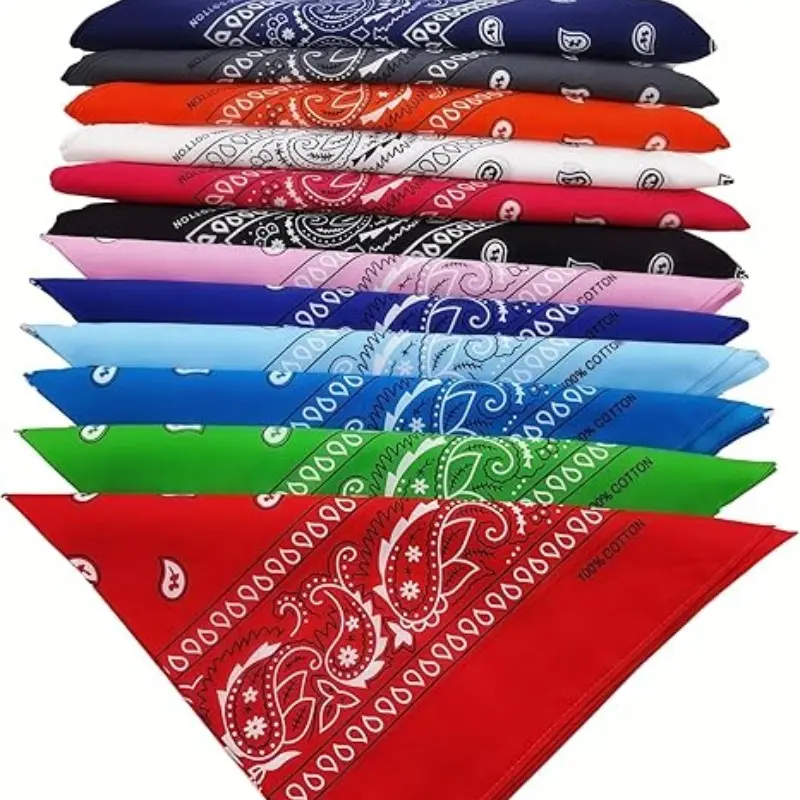 16pcs Solid Paisley Bandanas, Multi-Purpose Headband, Head Scarf, Handkerchief, Soft Polyester Cotton, 22x22 Inch, Fashion Accessories, Gift