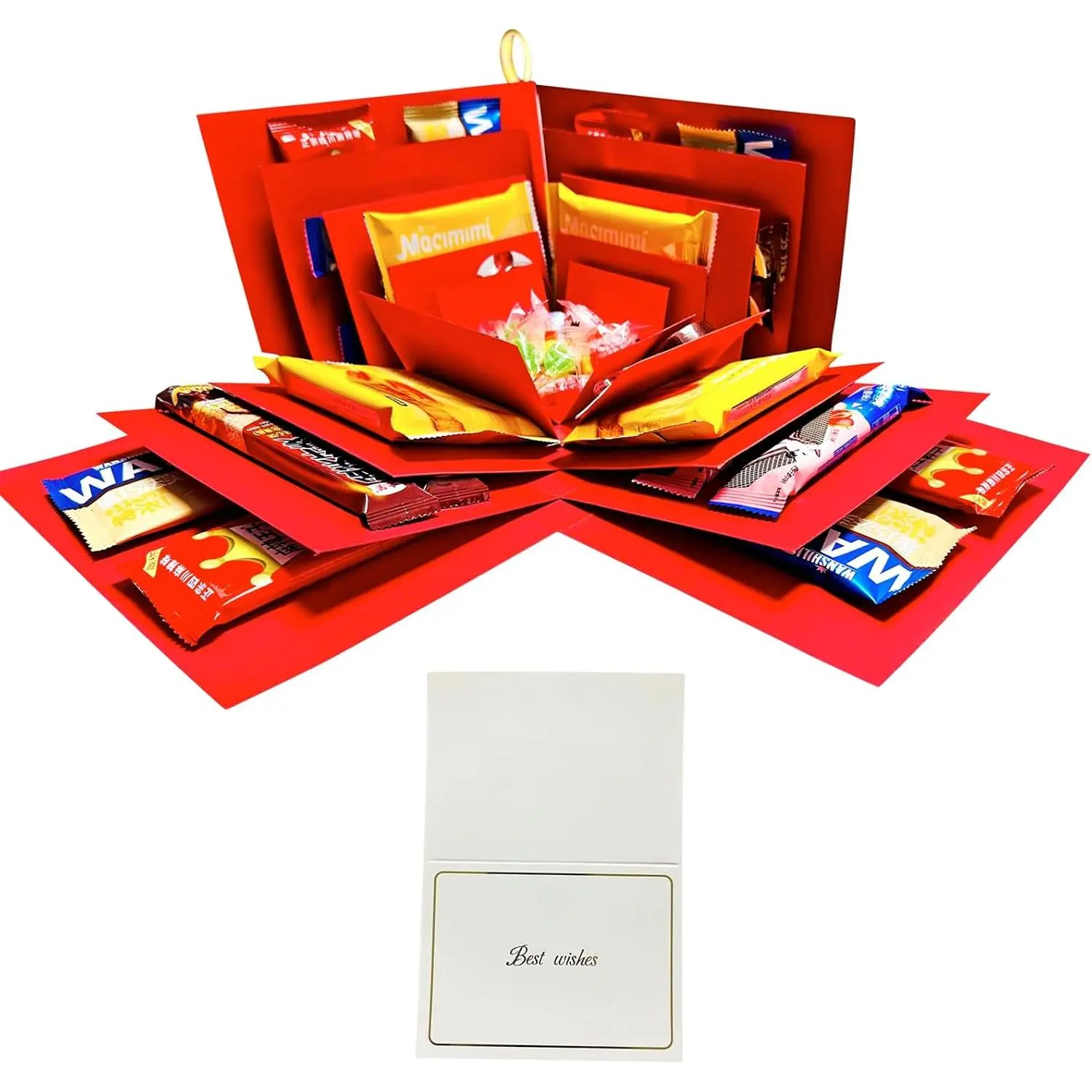 Red 5-Layer Easy DIY Explosion Effect Photo Box - Double Thickness, User-Customizable Creative Gift for Important Days & Festive Occasions (Home & Party Supplies)