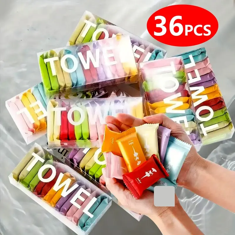 36-Pack Disposable Face Cloths, Compact Travel Towels, Space-Saving Compressed Design, Essential for Outdoor Trips, Convenient and Portable