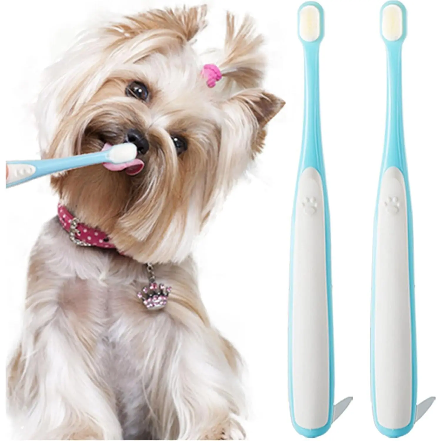 2 pieces Small Dog Toothbrush, Cat & Puppy Tooth Brushing Kit, Ultra Soft & Mini Head Tooth Brush for Kitten & Tiny Pet, Doggy Toothbrushes Deep Dental Teeth Cleaning, Soft Bristles, Pet supplies