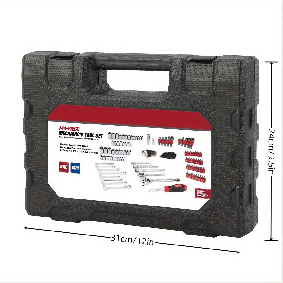 144-Piece 1/4, 3/8 and 1/2-inch Drive Mechanics Tool Set, Chrome Finish-2024