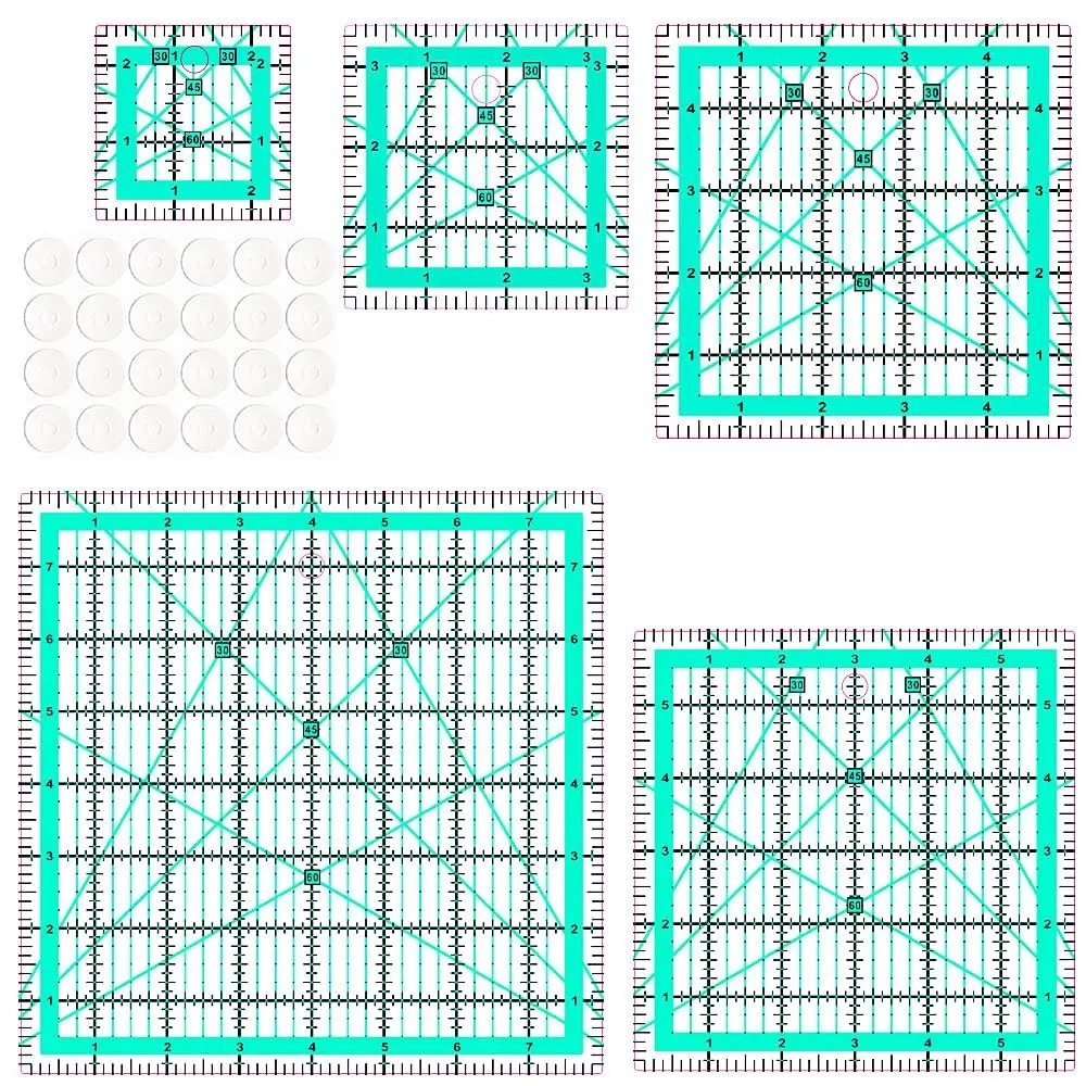 Quilting Rulers Set with 2.5", 3.5", 5", 6", 8" Sizes 5 Square Ruler Quilting Templates Acrylic Rulers