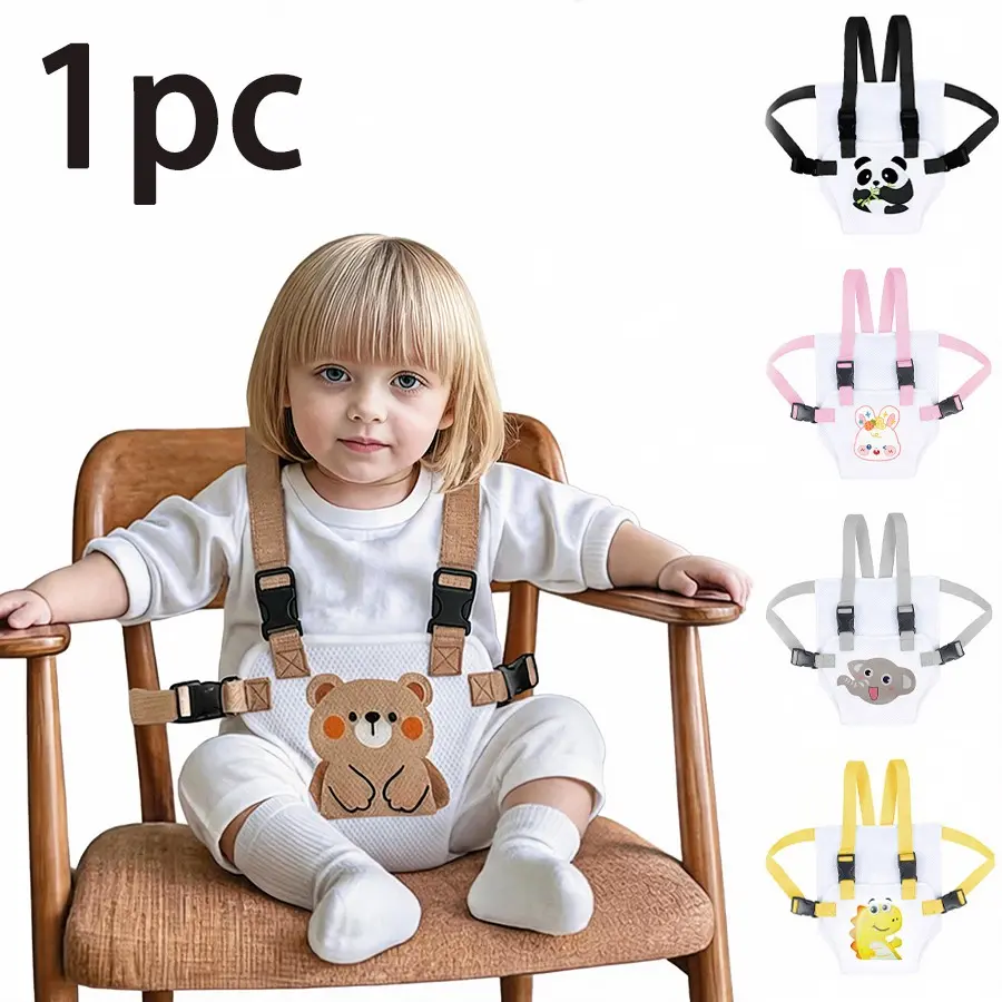 Cute Cartoon Baby Breathable High Chair Strap Harness, Soft Comfortable Fabric, Multiple Colors and Patterns, Essential Baby Item, Perfect Gift