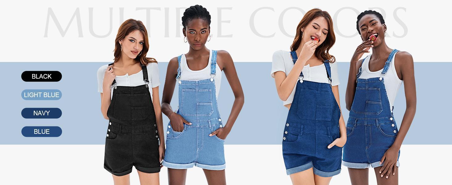 Danedvi Womens Denim Bib Overall Shorts Casual Classic Adjustable Straps Cuffed Hem Jean Shortalls Summer Outfits Blue Soft SpringStatements