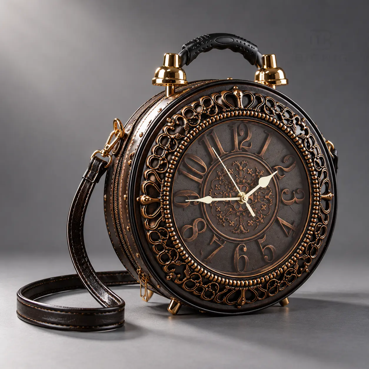 Personalized Round Crossbody Bag for Women Retro Clock Style Shoulder Purse Soft Everyday Daily Matching Handbag with Zipper Hidden Pocket and Compartment Zipper Pocket Inner Patch Pocket Single Strap Pink Black Brown Green Gold Cute Calming Sleek Casual