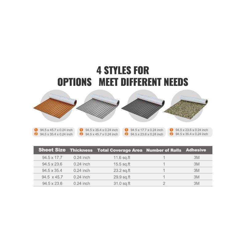 VEVOR Boat Flooring, EVA Foam Boat Decking 94.5x 45.7, Non-Slip Self-Adhesive Flooring, 29.9 sq. ft Marine Carpet for Boats, Yacht, Pontoon, Kayak Decking VEVOR Boat Flooring, EVA Foam Boat Decking 94.5x 45.7, Non-Slip Self-Adhesive Flooring, 29.9 sq. ft Marine Carpet for Boats, Yacht, Pontoon, Kayak Decking
