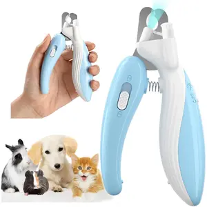 Pet Nail Clippers with Light for Cats Dogs Rabbits, Sharp, Illuminates Nails Bloodline, No Nail Splitting (Blue)