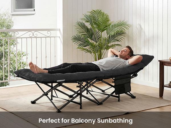 Folding Camping Cot with Mattress, Heavy Duty Sleeping Bed with 500lb Capacity & 25mm Steel Frame, Portable Travel Cot with Carry Bag for Outdoor, Guest Use