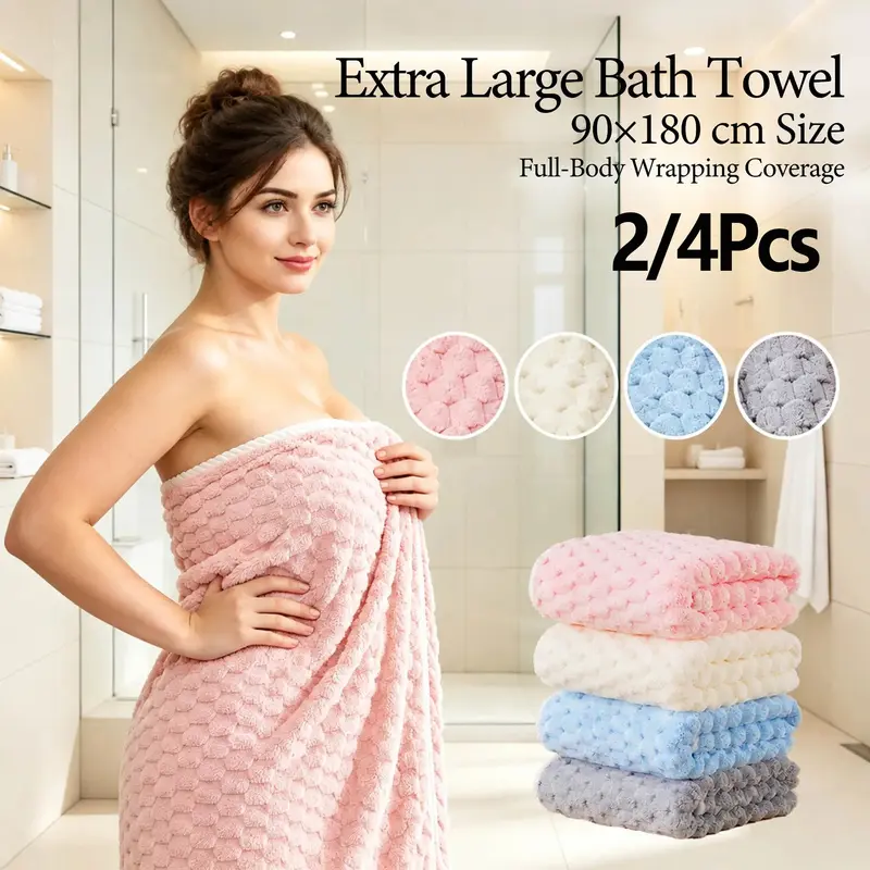 2/4 Pack Oversized Cotton Bath Towels, 90x180cm Extra Large Bath Sheet, Super Soft Highly Absorbent Quick Dry Towels For Bathroom, Shower, Spa, Hotel, Pool, Beach, Gym, Family Daily Use