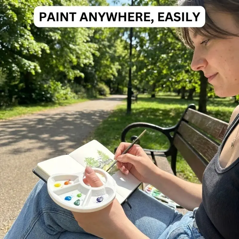 Single Color Oil Watercolor Acrylic Paint Palette, Portable Compact Plastic Mixing Tray, Color-Coded Sections, Ideal for Artists, Travel, School, Home Crafts