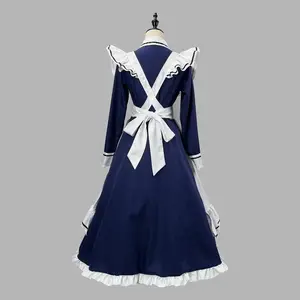 Women's Medieval Vintage Anime Maid Dress Cosplay Costume with Detachable Sleeves for Carnival Party Wear