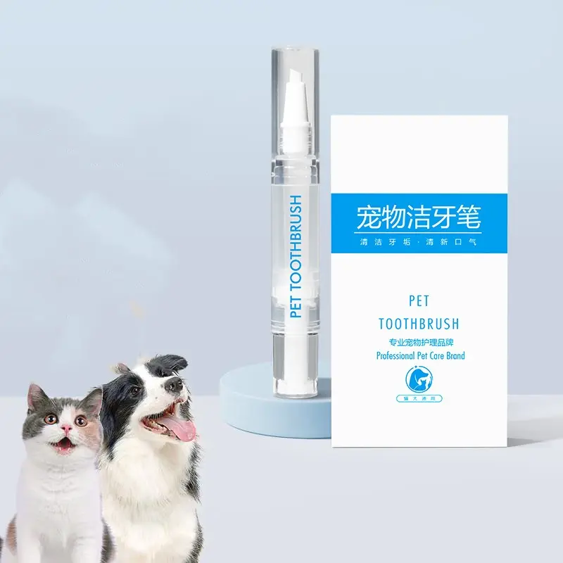 Plastic Pet Toothbrush Pen - Dog & Cat Oral Care Tool with Glycerin, Citric Acid, Deionized Water for Breath Freshening