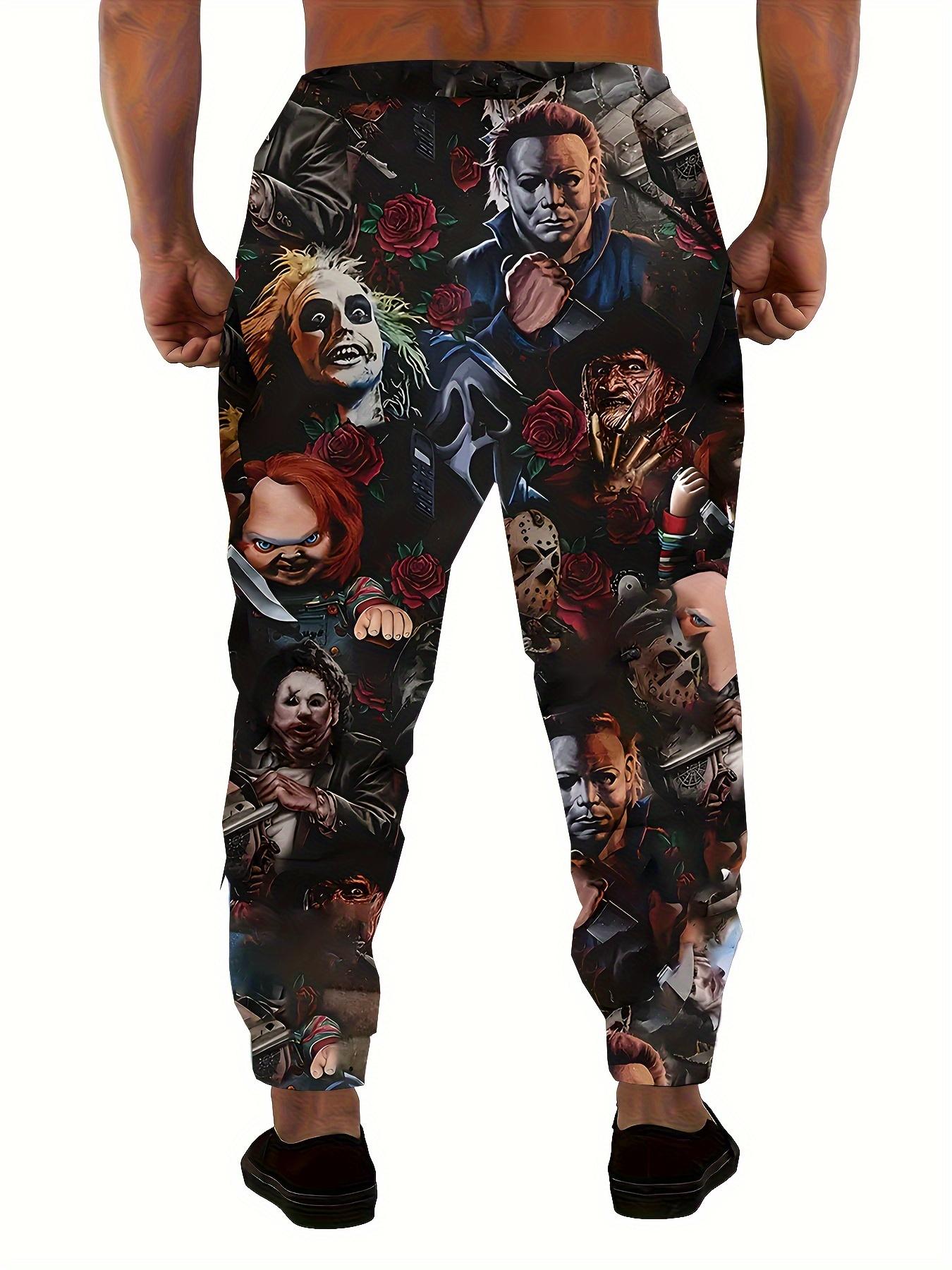 Men's Creative Evil Character Casual Comfortable Sports Pants - Polyester Fiber, Opaque Men's Creative Evil Character Casual Comfortable Sports Pants - Polyester Fiber, Opaque