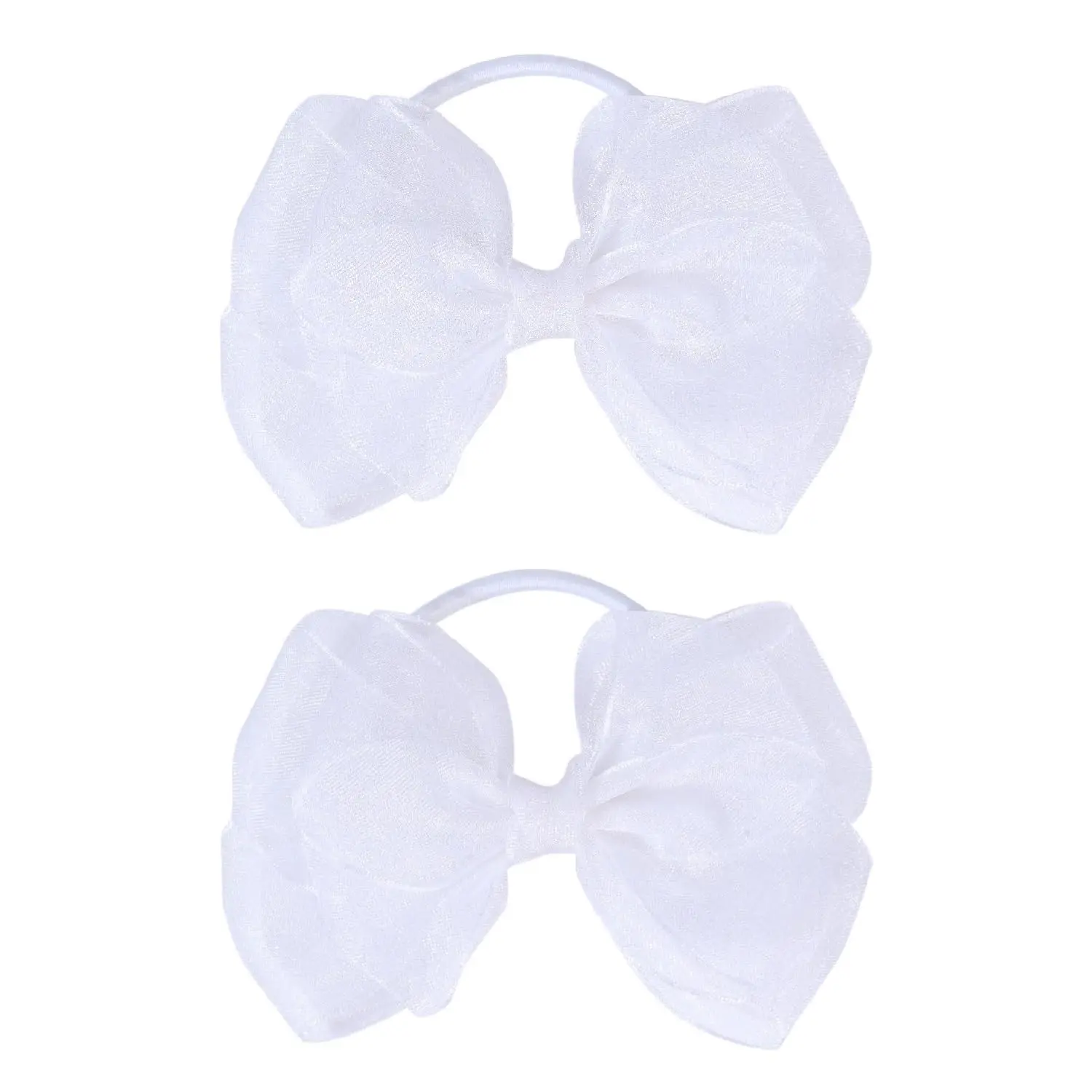 4.5-Inch Organza Hair Ties for Girls, 2 count Soft Stretchy Scrunchies, Colorful Ponytail Holders for , Teens & Women –  for Daily Wear or Holiday Gifts(White)