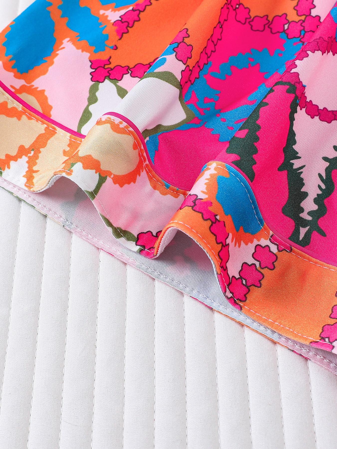 Women's Leopard Print Cherry Bow Sleepwear Pajama Set, Short Sleeve Shirt Collar Button Soft Top & Elastic Shorts, Casual Home Wear