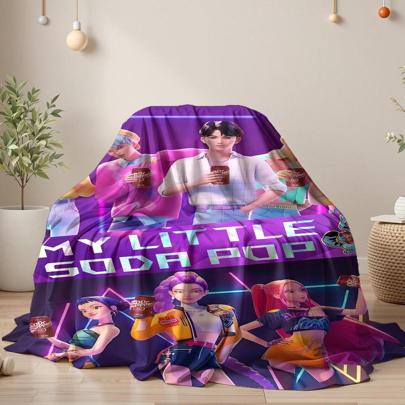 KPop Demon Hunters Star Team Blanket,"MY LIT TLE SODA POP" Kpop Boy and Girl group Figure Print Blanket, Fleece Blanket,Soft Flannel Sofa Bed Cover, Lightweight All-Season Travel Camping Home Rug