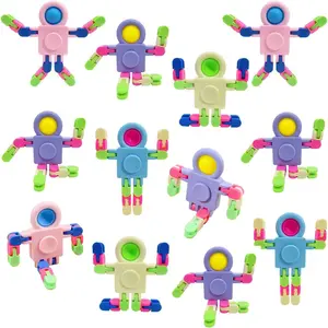 12 Pack Fidget Sensory Spinner Toys， Transformable Chain Robot Fingertip Toy，Pinata Goodie Bag Stuffers Birthday Valentines Day Gifts for Kids,Treasure Box Classroom Prizesfidget toys