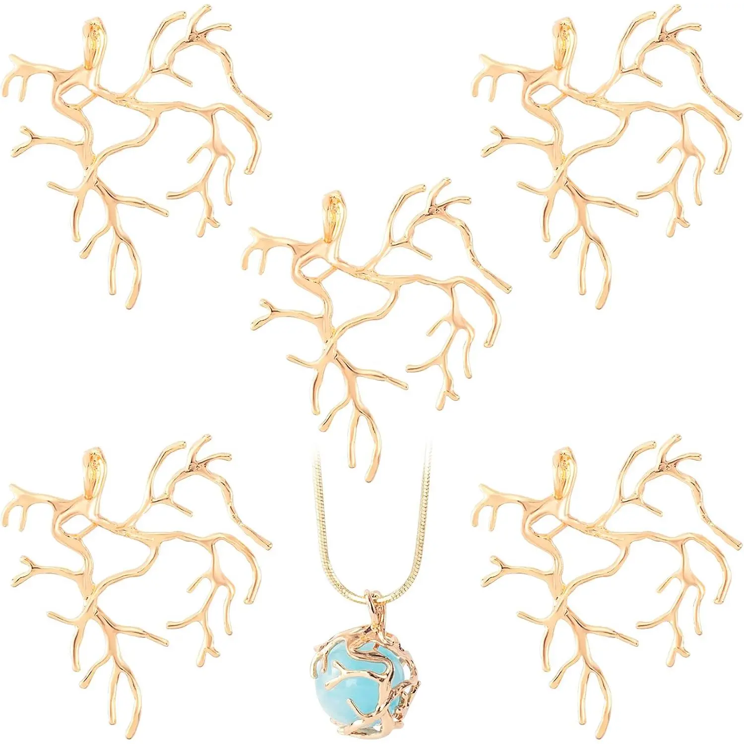 Branch Shape Blanks, Adjustable Claw Pendant Trays,  Brass Branch Prong Pendant Bezels for  Making Bracelet Earrings Necklace DIY Crafts