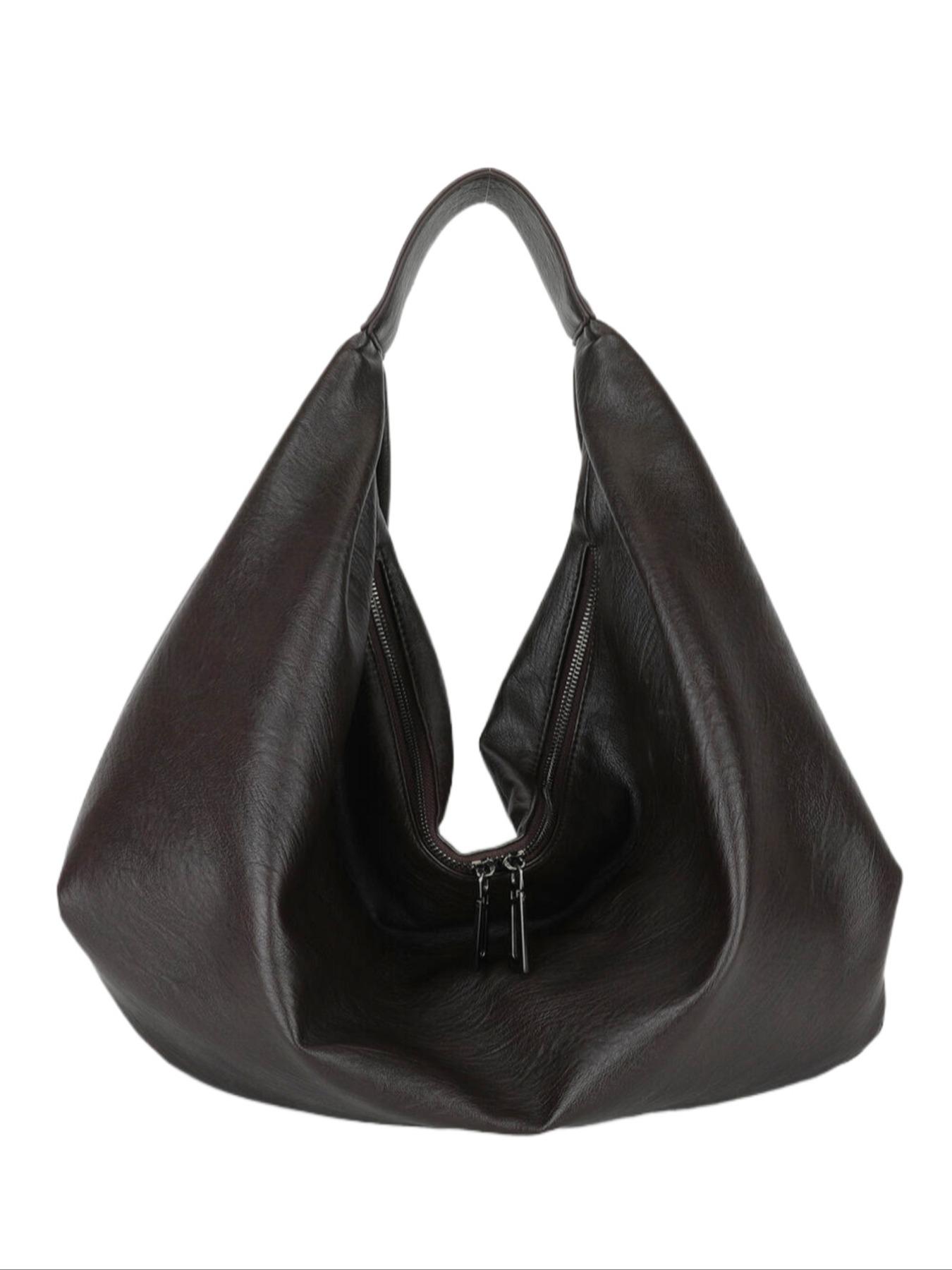Women's Solid Color Shoulder Bag, Large Capacity PU Tote Bag for Work & School, Casual Trendy Versatile High-quality Daily Commuting Bag, PU Tote Satchel Women's Solid Color Shoulder Bag, Large Capacity PU Tote Bag for Work & School, Casual Trendy Versatile High-quality Daily Commuting Bag, PU Tote Satchel