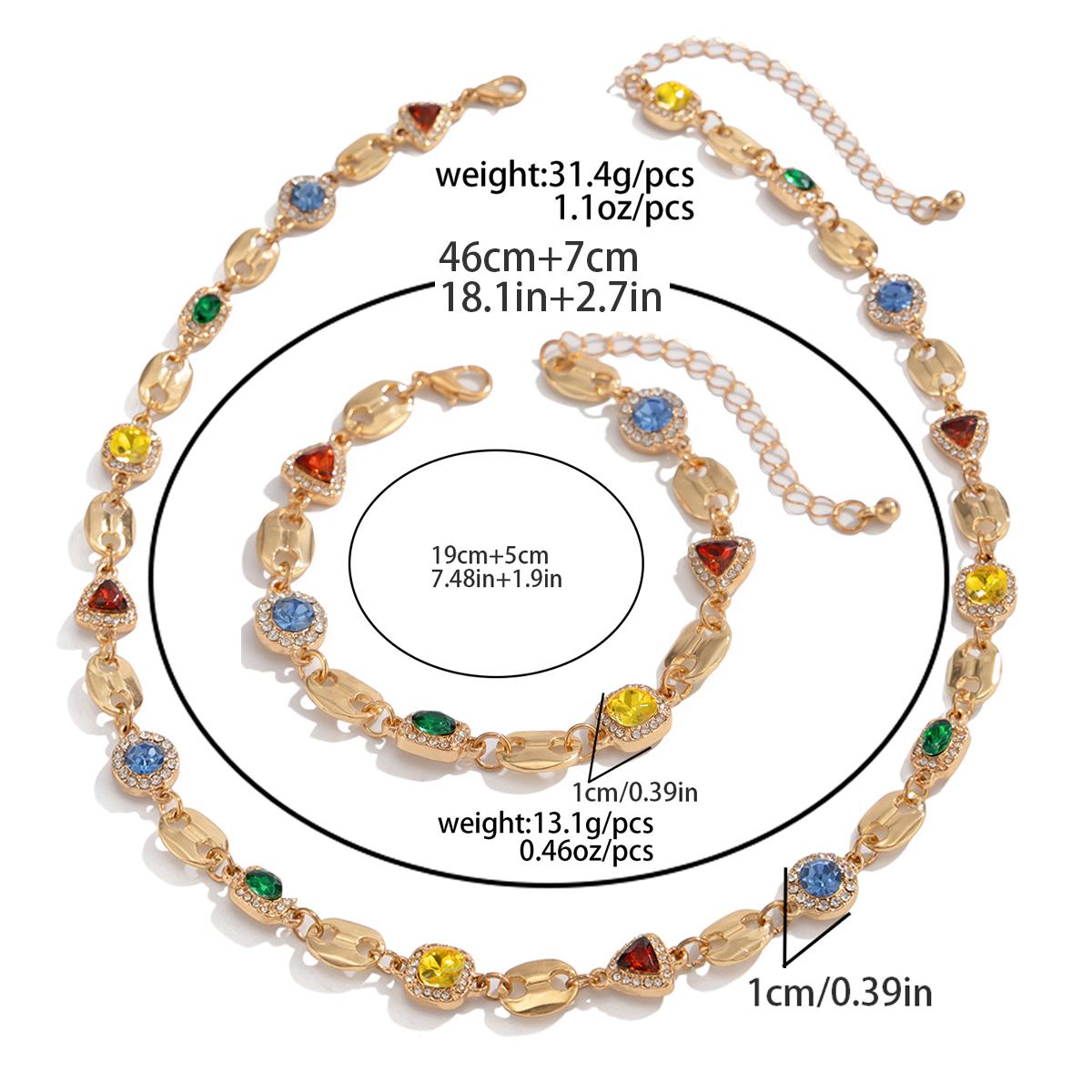 Trendy Exquisite Luxury Rhinestone Choker Necklace Bracelet Set for Men New Elegant Colorful Charm Necklace Y2K Jewelry