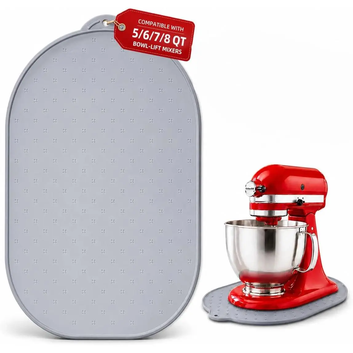 Mixer Slider Mat Compatible with  5/6/7/8 Qt Bowl-Lift Stand Mixers,  Sliding Mat for Kitchen Aid Mixer Accessories, Non-Slip Mixer Mover Pad, Countertop Protector, Grey