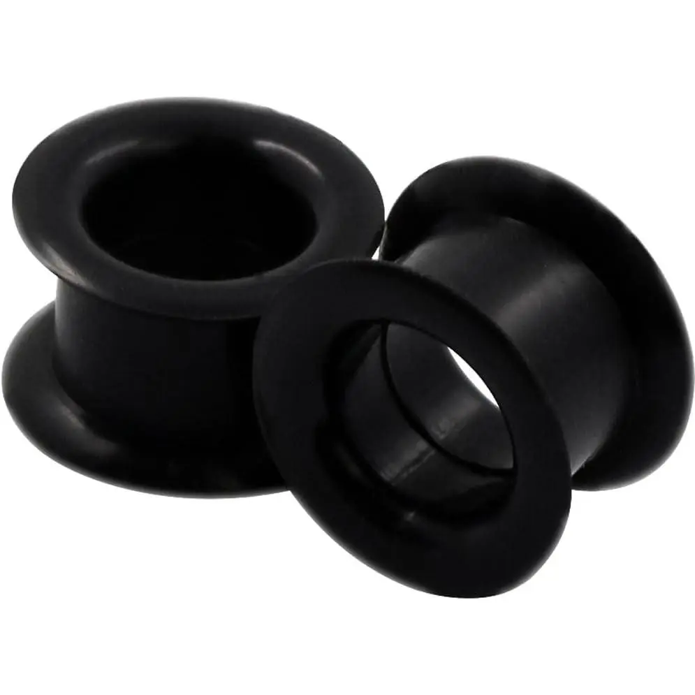2 PC Colorful Hard Silicone Flexible Ear Skin Tunnels Plugs Hollow Ear Gauges 2G-25mm(Gift)