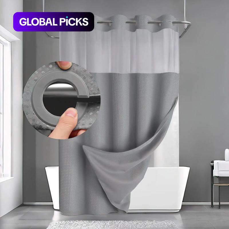 Waffle-Pattern Shower Curtain, Modern Waterproof Bathroom Curtain, Bathroom Accessory for Home, Hotel, Salon & Dormitory Decor #TOP PICKS