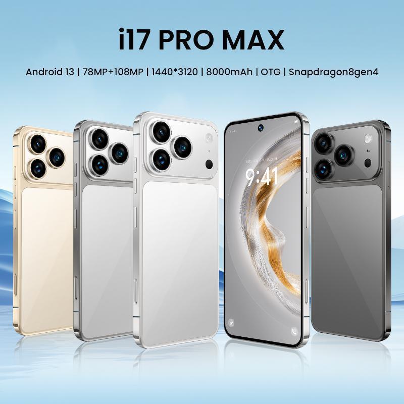 Smartphone  I17ProMax A17 PRO MAX Android Smartphone, 7.3 Inch Dual 108MP+78MP Cameras, Long-Lasting 8000mAh Battery, Fast Charging, OTG Function, Facial Recognition Unlocking,  12GB RAM +512GB ROM, 5G Network, Unlock Cellphone I smart phon