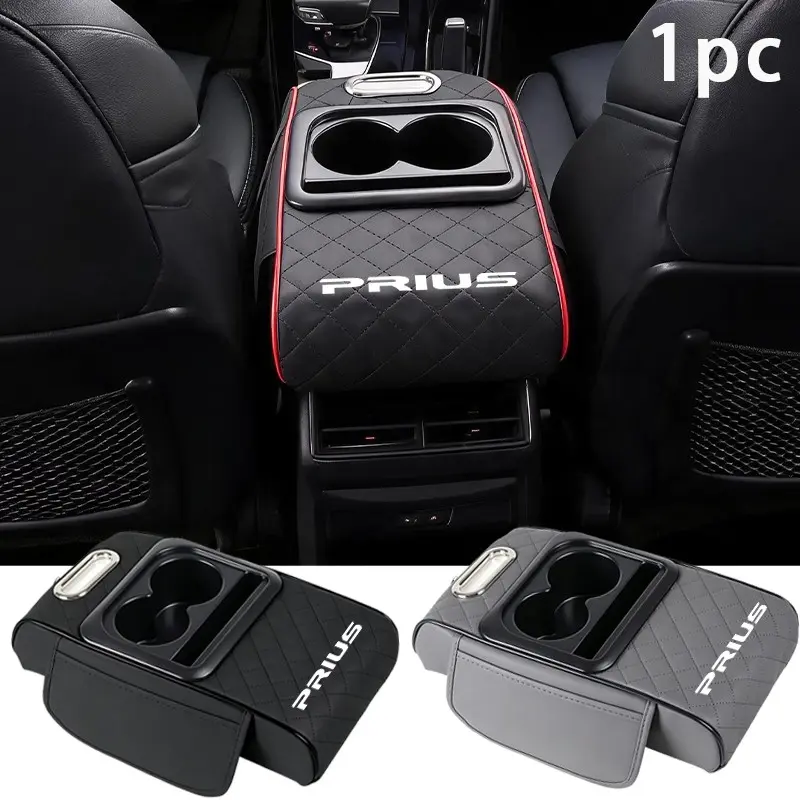 Toyota Prius Armrest Pad, Ergonomic Design, Thick Sponge, Water Cup Slots, Paper Towel Holder, Large Bag, Multi-Functional Car Accessory