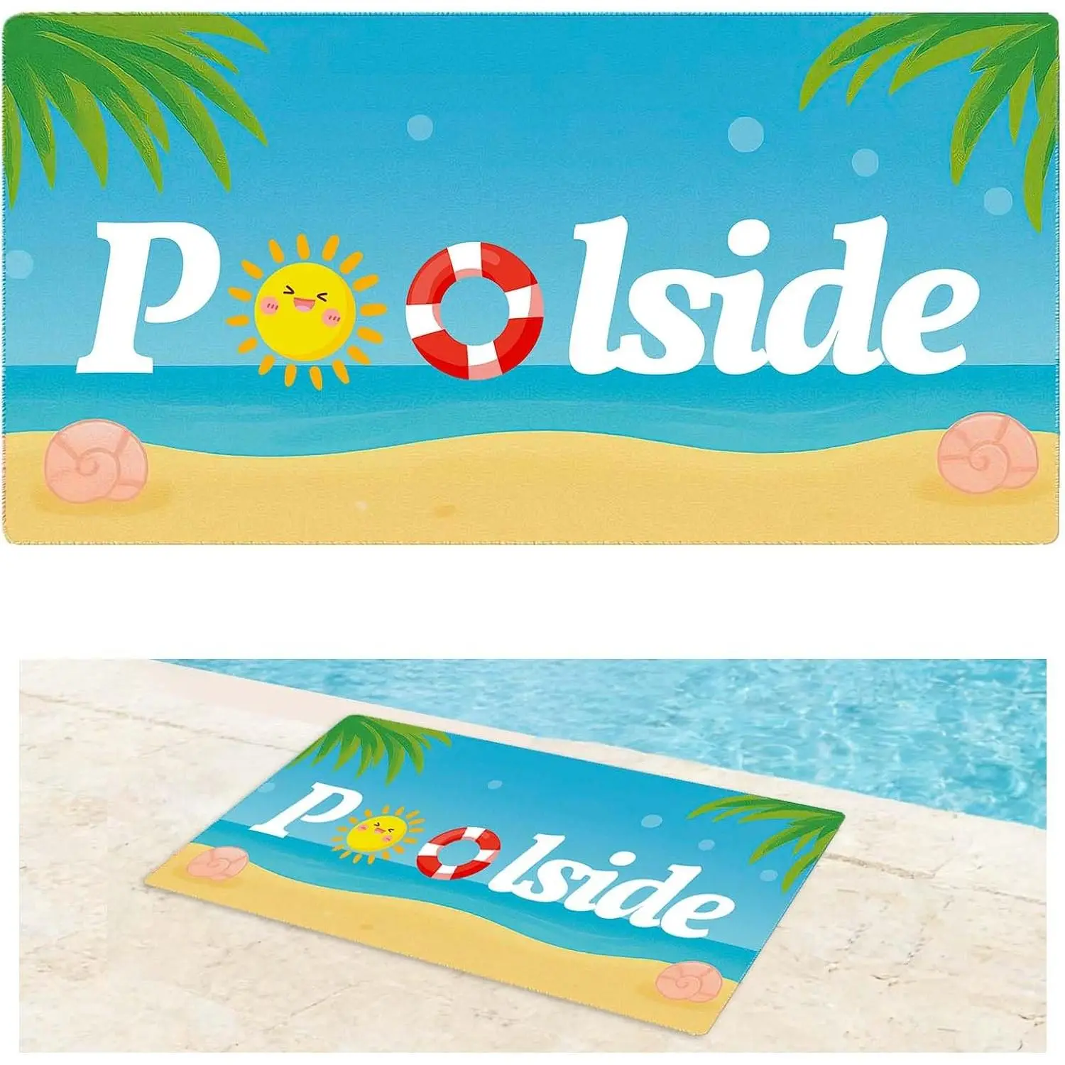 24" x 47" Pool Mat Non Slip Poolside Seating Mat for Edge of Pool Floor Pool Seat Waterproof Outdoor Pool Rug Deck Runner Rubber Poolside Chair with Drainage for Inside Outside Summer Beach Lounging