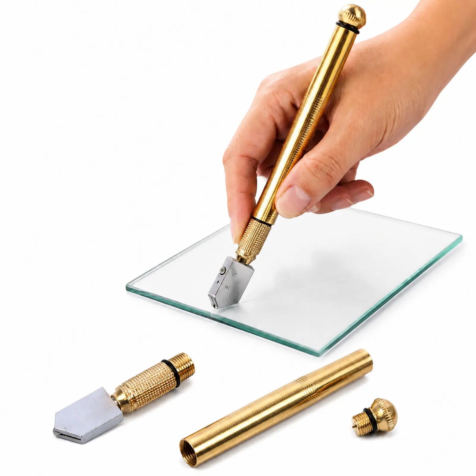 Diamond Head Glass Cutting Tool, Precision Manual Cutter for 3–15mm Glass Panels, Anti-Slip Grip Handle, Steel Blade Scoring Wheel for DIY Craft, Window & Workshop Cutting Work.