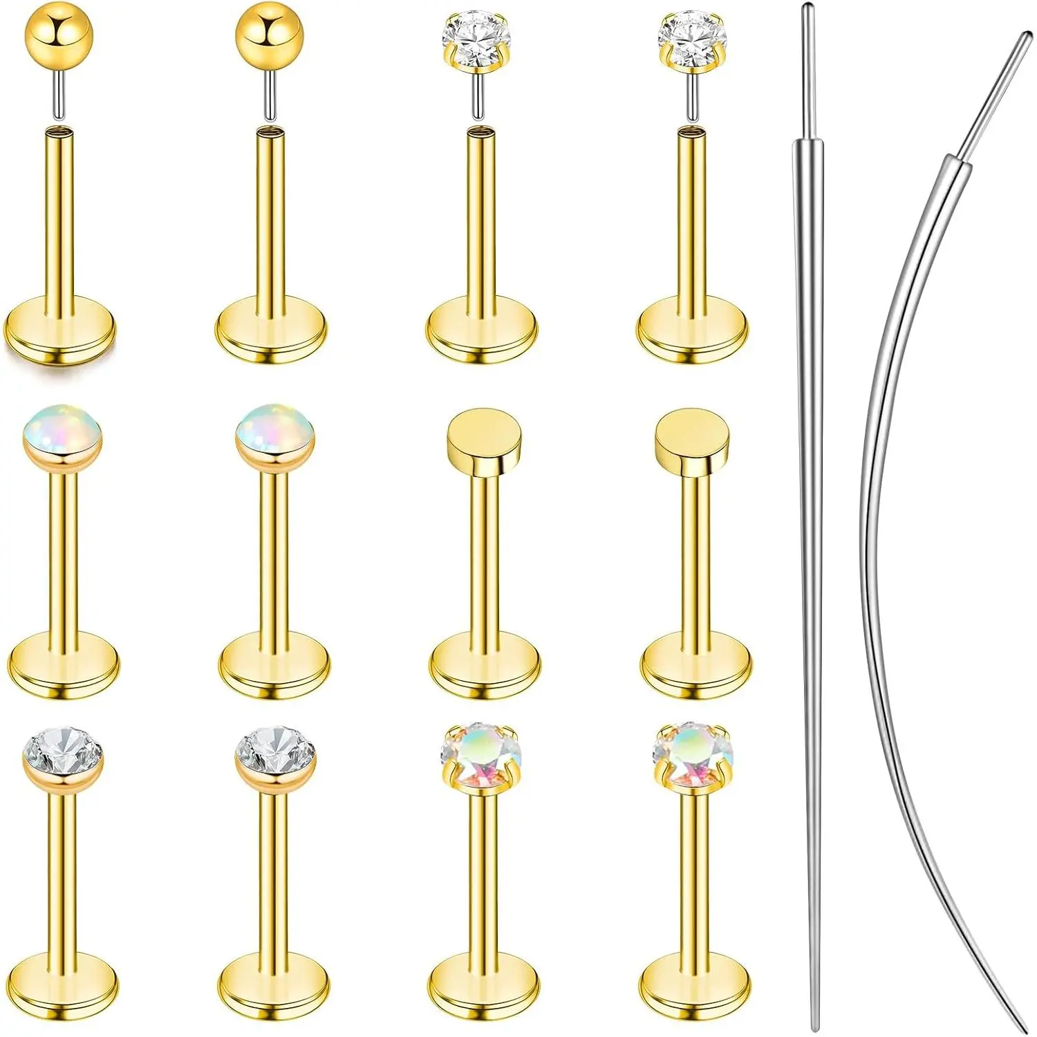 12-25 Pcs 16G Tragus Earrings for Women Men Cartilage Earrings Labret Stud Tragus